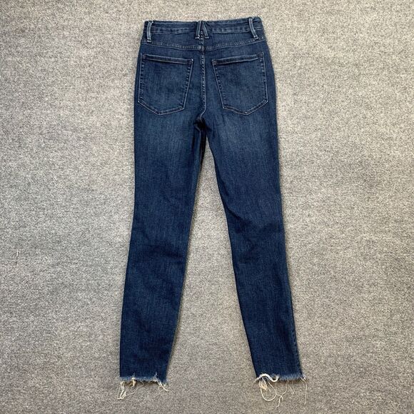 Good American Jeans Womens 4 Denim Stretch Good Legs Raw Chewed Hem Super Skinny - Picture 9 of 13